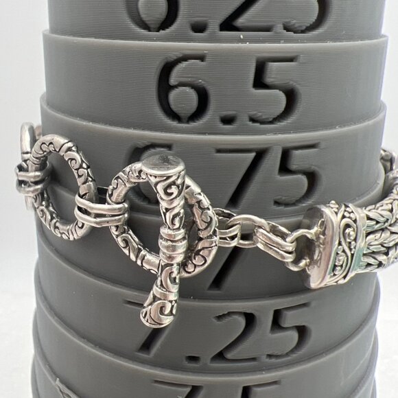 Sterling Silver Panel Bracelet Byzantine Medalion Toggle Clasp Sarda J Sherman - Picture 3 of 9